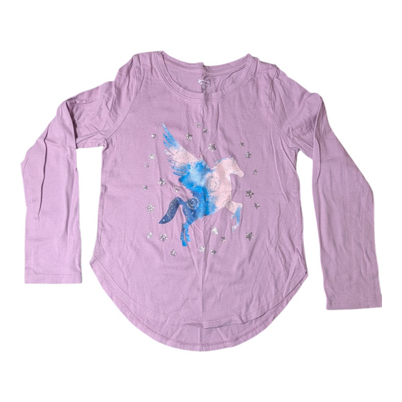 Members Mark-Girls-Unicorn Long Sleeve Shirt-Size 7-8-Light Purple/Pink - Picture 1 of 7